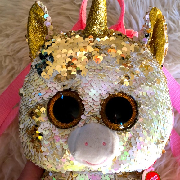NEW! With tags~TY Fashion Collection girls sequin Unicorn backpack purse CUTE! - Picture 3 of 6